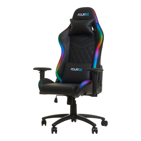 Žaidimų kėdė Fourze Lighting su RGB pašvietimu Gaming Chair, Juoda