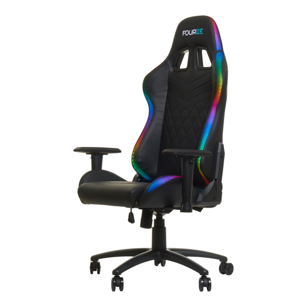 Žaidimų kėdė Fourze Lighting su RGB pašvietimu Gaming Chair, Juoda