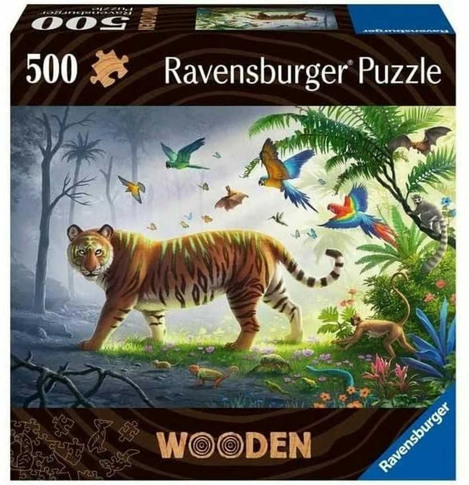 Ravensburger Medinė dėlionė 500 vnt. - Tigras aprašymas - Prekės nuotrauka