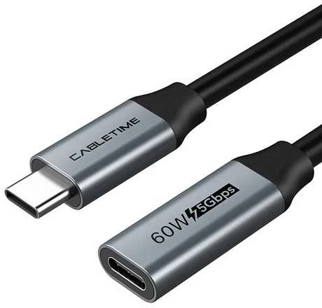 Cabletime Kabelis ilgintuvas USB 3.0 Type-C (M) - USB Type-C (F), 5Gbps, 60W, 4K/60Hz, 0.5m