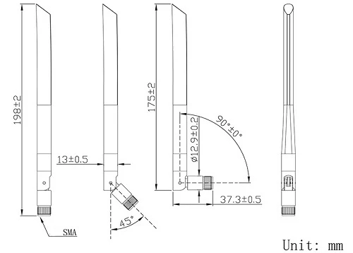 Hismart 5G NR antena, 617~960/1710~2690/3300~3800MHz, 3dBi, 18cm aprašymas - Prekės nuotrauka