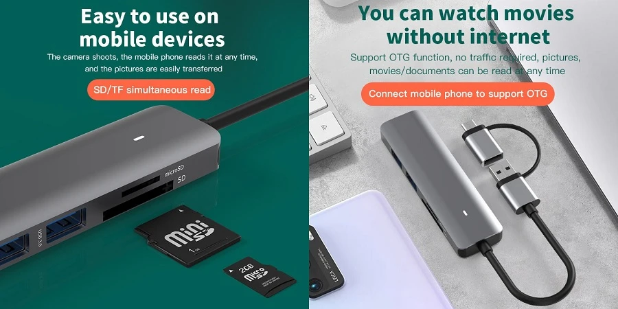Extra Digital Adapteris USB 3.0 - 3 x USB 3.0, SD, TF aprašymas - Prekės nuotrauka