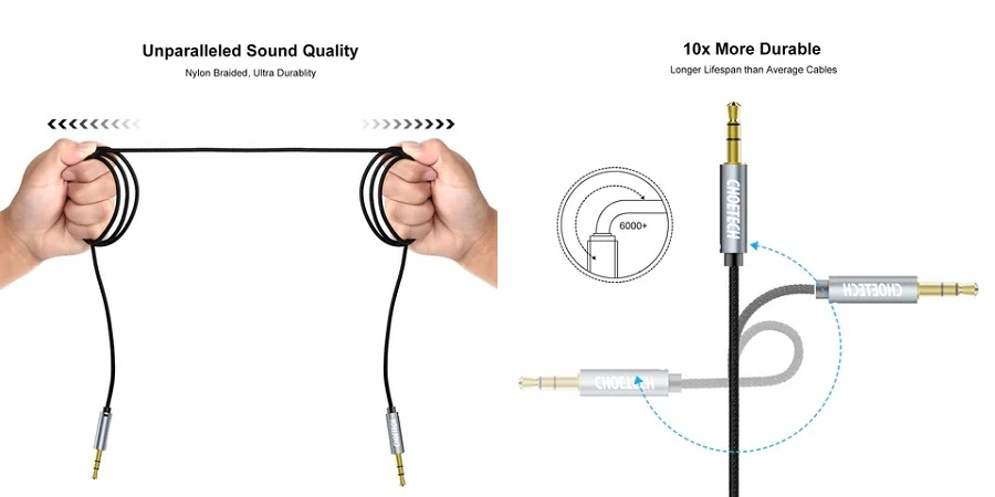 Audio kabelis CHOETECH 3.5mm, M-M, 1.2m aprašymas - Prekės nuotrauka