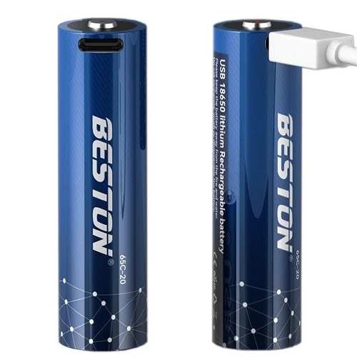 Hismart Baterija 18650 įkraunama su USB-C lizdu, 3.7V, 2000mAh, Li-Ion aprašymas - Prekės nuotrauka