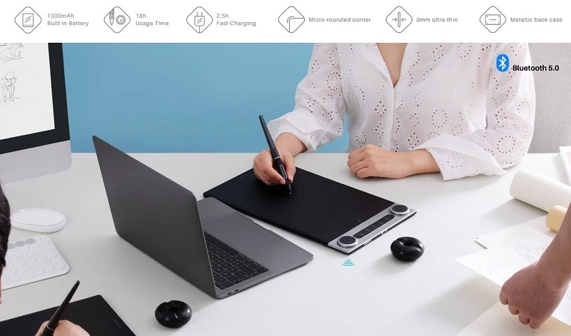 Bevielė grafinė planšetė HUION Inspiroy Dial 2 aprašymas - Prekės nuotrauka