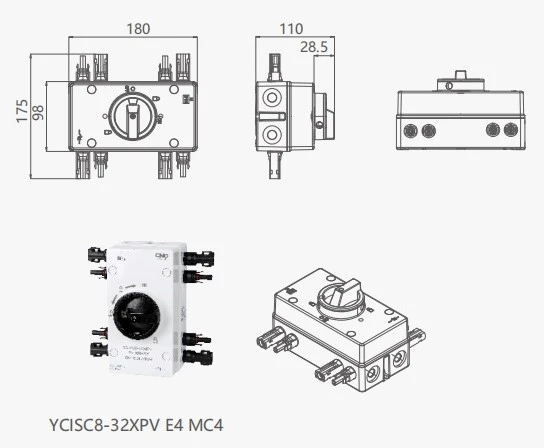 CNC DC jungiklis 32A, 1000VDC, MC4, IP66NW aprašymas - Prekės nuotrauka