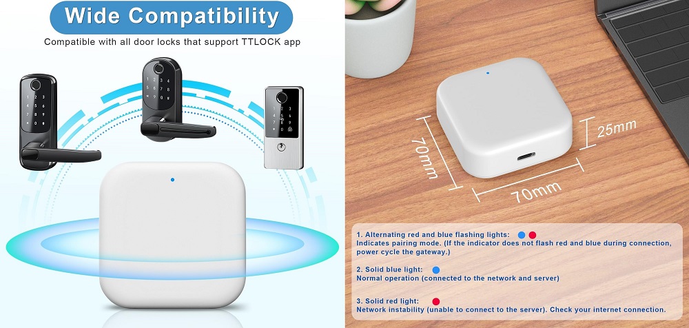Elektroninio užrakto TTLock valdiklis, Wi-Fi , Bluetooth aprašymas - Prekės nuotrauka