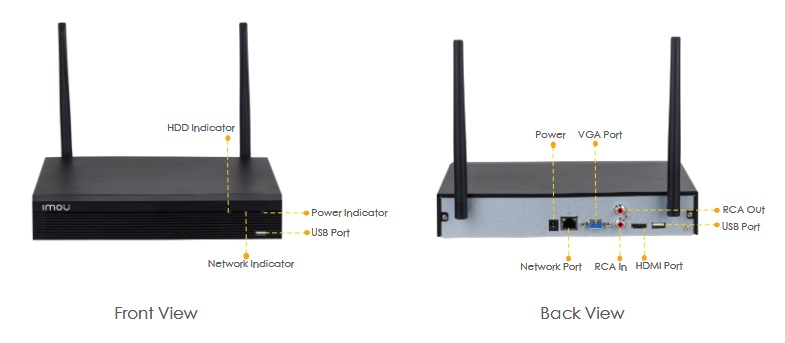 Imou Dahua IP įrašymo įrenginys 8kam. WiFi 2.4GHz, 1HDD, 720p, 40Mbps, Onvif aprašymas - Prekės nuotrauka