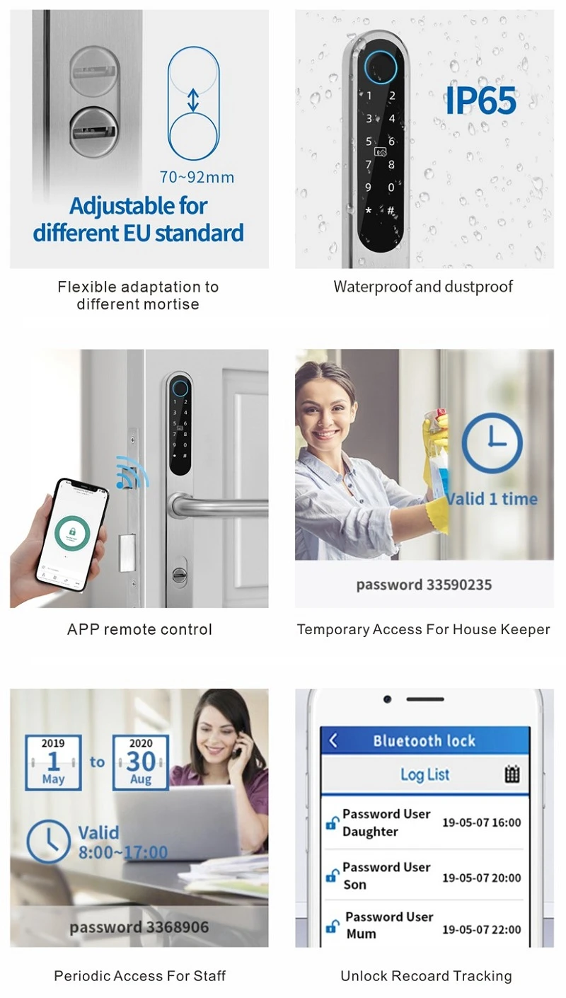 Hismart Išmanioji spyna, TTlock, Mifare, su pirštų antspaudų skaitytuvu (dešinė, į vidų) aprašymas - Prekės nuotrauka