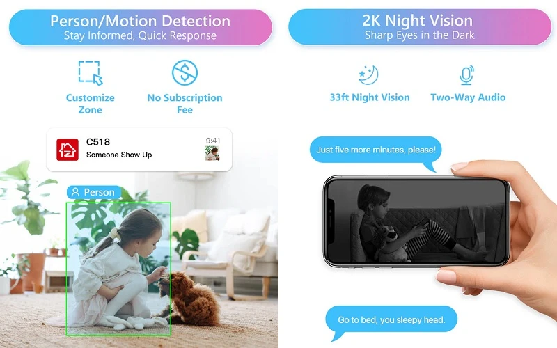 Hismart Išmanioji vidaus kamera, 2MP, Wi-Fi aprašymas - Prekės nuotrauka