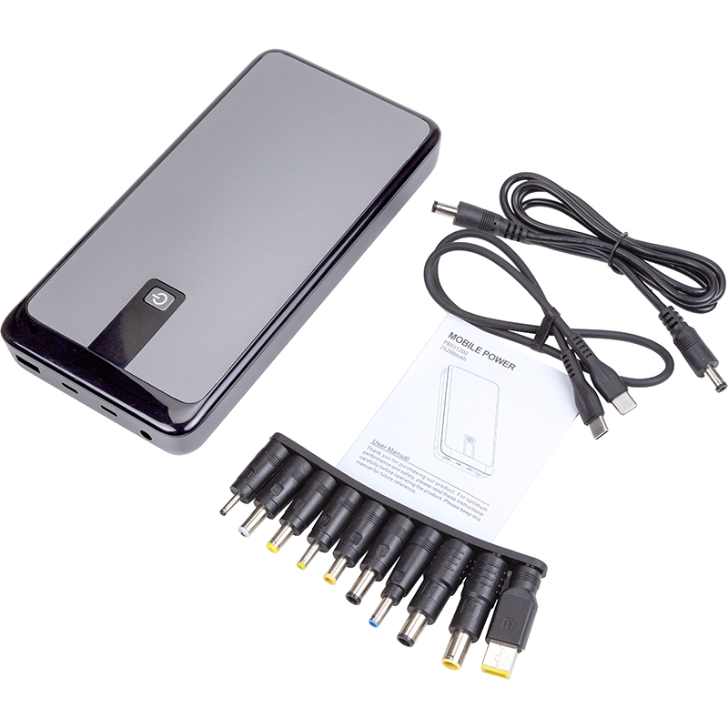 EXD Išorinė baterija 25200mAh, PD60W, QC3.0, 2x USB-C, USB-A, 10 adapterių aprašymas - Prekės nuotrauka