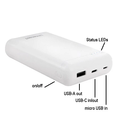 Išorinė baterija INTENSO 20000 mAh, 3.1A, USB Type-C, USB aprašymas - Prekės nuotrauka