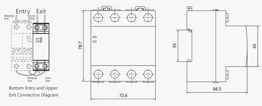 CNC Įtampos apsaugos relė, 3P+N, 63A, 230V, su atsistatymo funkcija aprašymas - Prekės nuotrauka