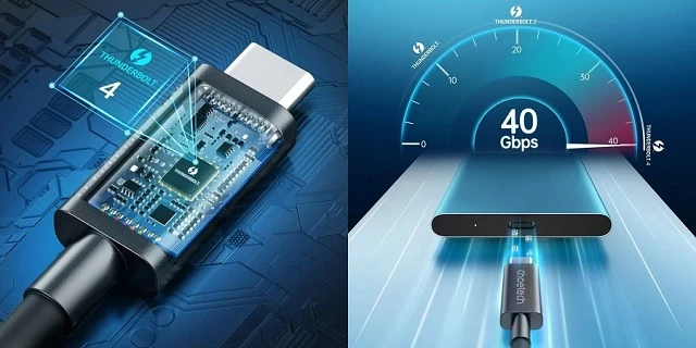 Kabelis CHOETECH Thunderbolt 4, USB-C - USB-C, 40Gbps, 100W, 20V/ 5A, 8K/ 60Hz, 0.8m aprašymas - Prekės nuotrauka