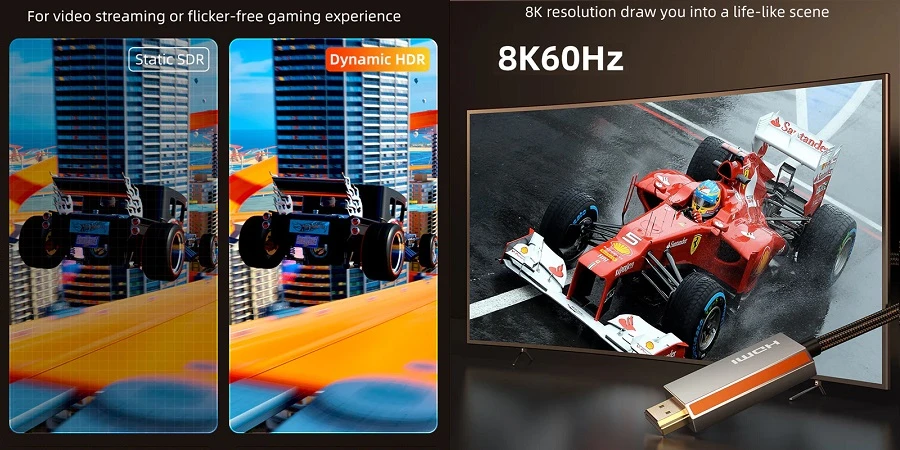 Extra Digital Kabelis DisplayPort - HDMI, 8K, 3m, 2.1ver aprašymas - Prekės nuotrauka