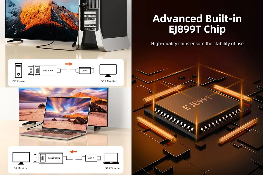 Cabletime Kabelis USB Type-C - DisplayPort, 8K, 2m aprašymas - Prekės nuotrauka