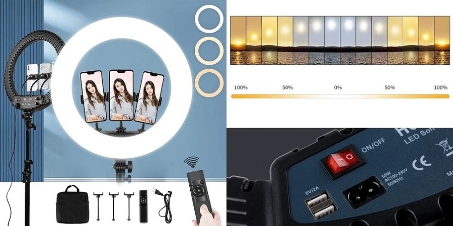 Extra Digital LED žiedinė lempa 45cm, su trikoju stovu iki 2.1m aprašymas - Prekės nuotrauka