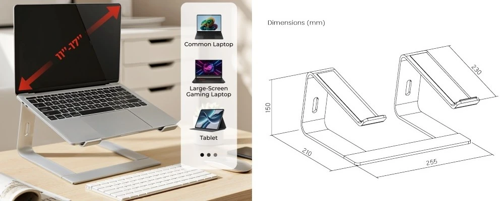 Lumivida Nešiojamojo kompiuterio stovas, metalinis aprašymas - Prekės nuotrauka