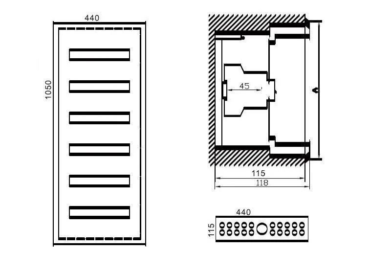 Paskirstymo skydas TIBOX 440x1050x115mm; 6x16mod., potinkinis, vidaus patalpoms aprašymas - Prekės nuotrauka