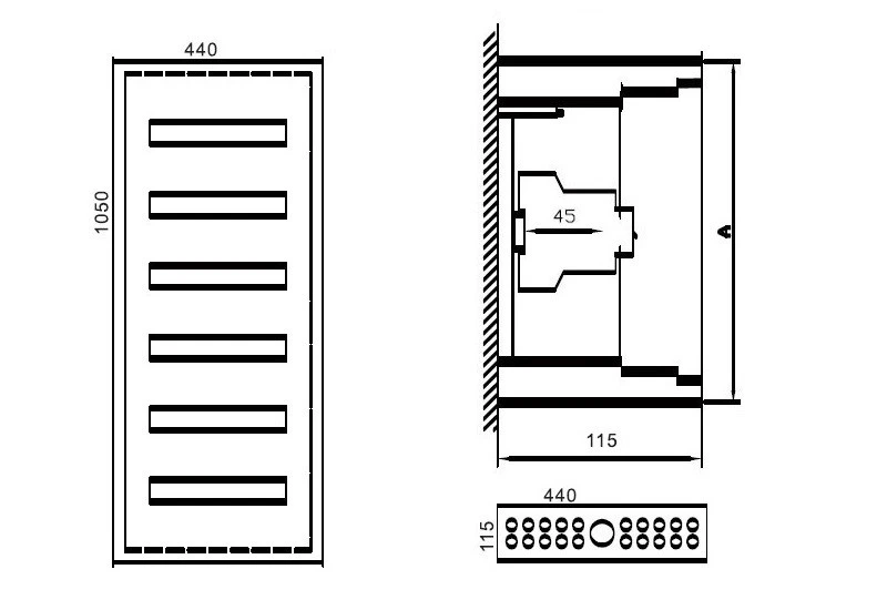 Paskirstymo skydas TIBOX 440x1050x115mm; 6x16mod., virštinkinis, vidaus patalpoms aprašymas - Prekės nuotrauka