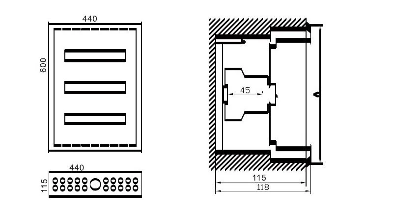 Paskirstymo skydas TIBOX 440x600x115mm; 3x16mod., potinkinis, vidaus patalpoms aprašymas - Prekės nuotrauka