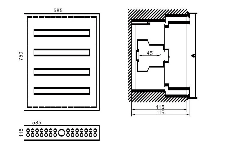 Paskirstymo skydas TIBOX 585x750x115mm; 4x24mod., potinkinis, vidaus patalpoms aprašymas - Prekės nuotrauka