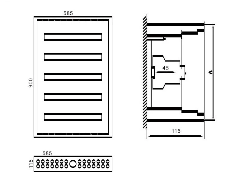 Paskirstymo skydas TIBOX 585x900x115mm; 5x24mod., virštinkinis, vidaus patalpoms aprašymas - Prekės nuotrauka