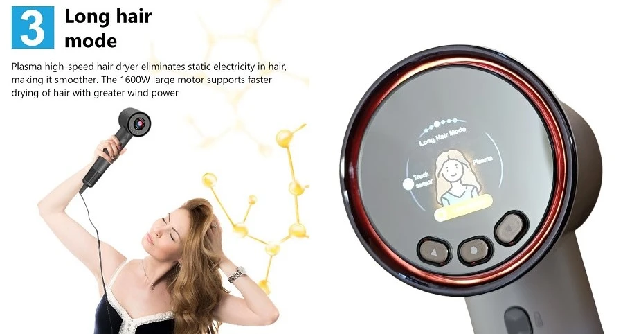 Plaukų džiovintuvas, LCD, 6 režimai, 1800W aprašymas - Prekės nuotrauka