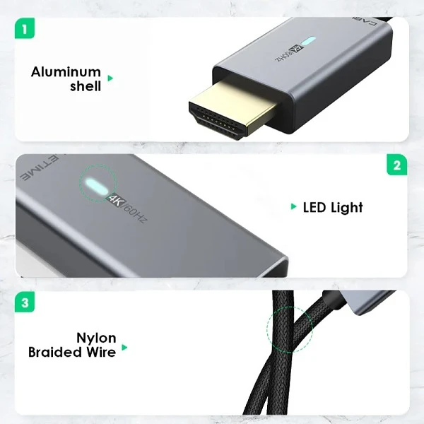 Cabletime Premium kabelis Mini DisplayPort - HDMI, 4K/30Hz, 1.8m aprašymas - Prekės nuotrauka