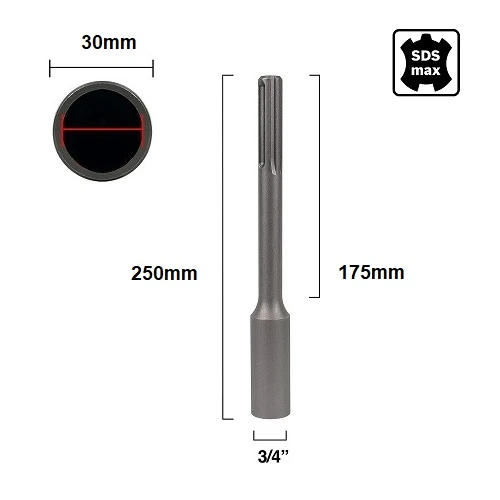Hismart SDS-Max kaltas įžeminimo strypams, 19.05mm, skirtas M18 D-16mm strypui aprašymas - Prekės nuotrauka