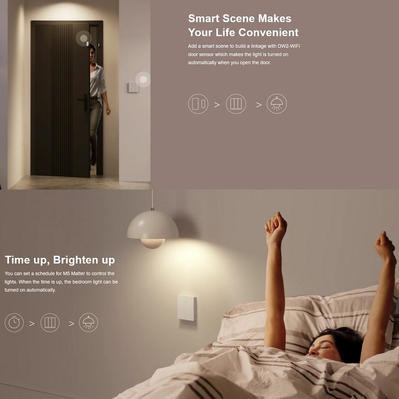 SONOFF M5 išmanusis sieninis jungiklis M5-2C-80M, Wi-Fi, Matter aprašymas - Prekės nuotrauka