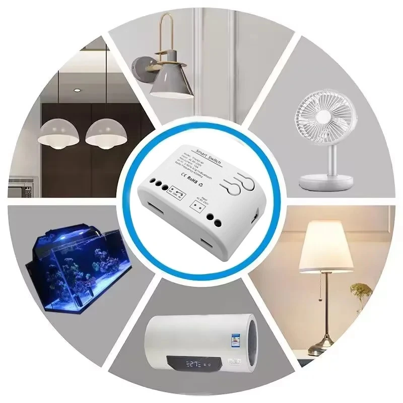 Hismart TUYA išmanusis 1 kanalo jungiklis, Wi-Fi, RF, 10A, AC 85-250V aprašymas - Prekės nuotrauka