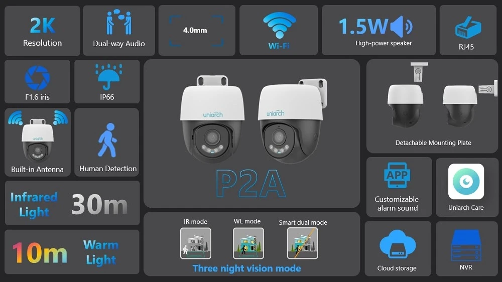 Uniview UNIARCH lauko kamera, 3MP, Wi-Fi aprašymas - Prekės nuotrauka