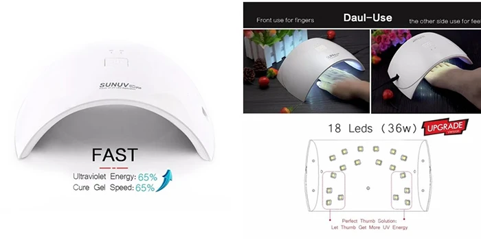 UV LED nagų lempa SUNUV Sun 9C Plus, 36W aprašymas - Prekės nuotrauka