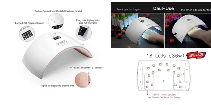 EXD UV LED nagų lempa SUNUV Sun 9X Plus, 36W aprašymas - Prekės nuotrauka