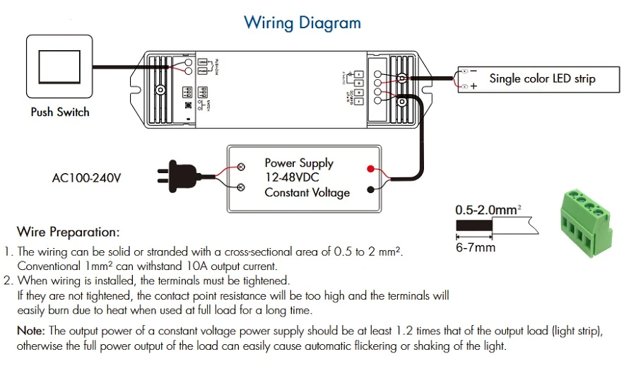 SKYDANCE V1-L(WT) nuolatinės įtampos valdiklis 12-48V, 1x15A, Push-Dimm, Tuya, Wi-Fi aprašymas - Prekės nuotrauka