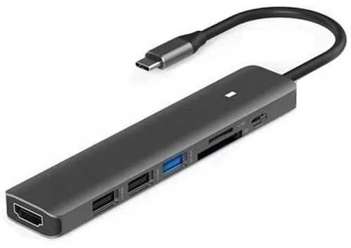 Extra Digital Adapteris USB Type-C - HDMI, 3x USB Type-A, SD, TF, USB Type-C PD100W