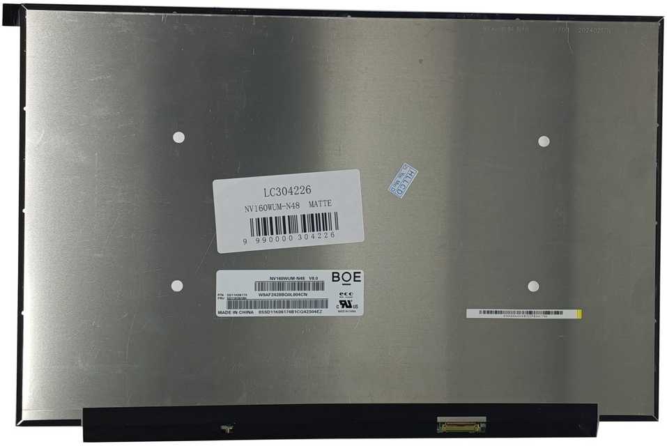 Extra Digital Ekranas 16.0", 1920x1200, 60Hz, matinis, 30pin, dešinėje, IPS