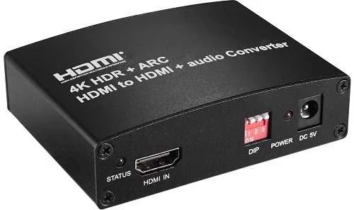 HDMI garso skirstytuvas, priekinė jungčių panelė