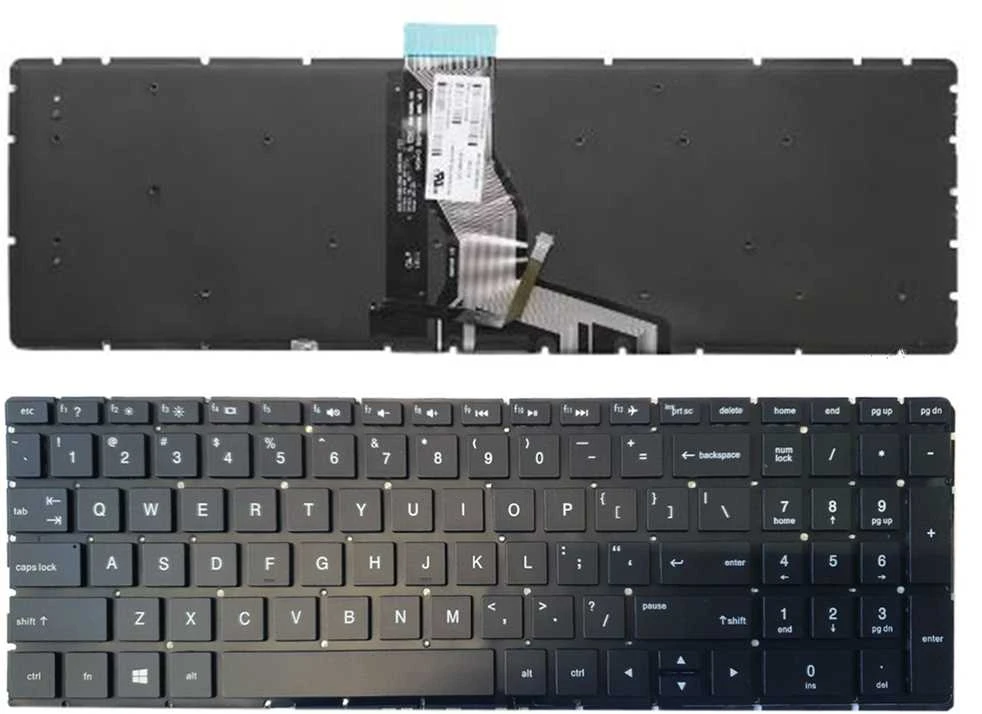 Hewlett Packard (HP) Klaviatūra HP 250 G6, 255 G6, 256 G6, 258 G6, 15-BS su apšvietimu (US)