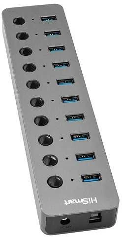 Hismart 10-ies prievadų USB 3.0 šakotuvas su jungikliais