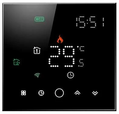 Hismart TUYA Programuojamas termostatas WiFi, juodas