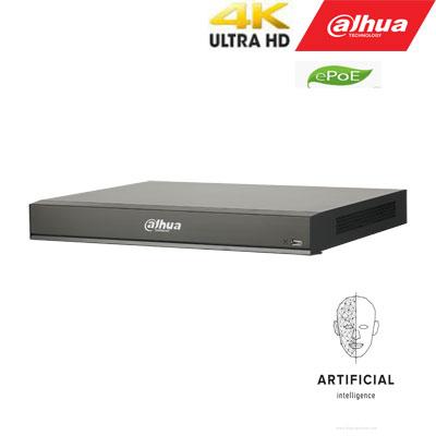 Dahua IP įrašymo įrenginys 16kam.16MP, IVS, AI, 8 PoE, 320Mbps, H.265+, veido atpažinimo funkcija