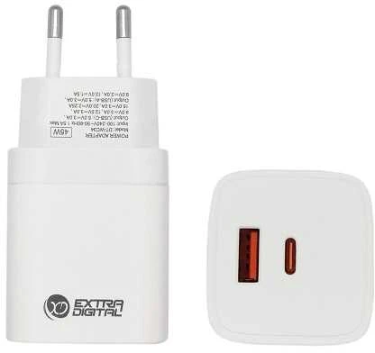 Kroviklis EXTRA DIGITAL GaN USB Type-C, USB Type-A: 45W, PPS