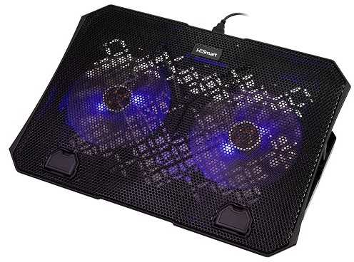 Nešiojamojo kompiuterio aušinimo stovas HISMART, su 2 LED ventiliatoriais, 5 padėčių