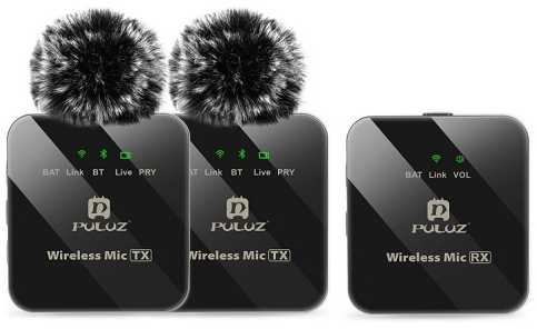 Puluz Bevielis skaitmeninis dvigubas mikrofonas, prisegamas, OTG USB Type-C, Lightning