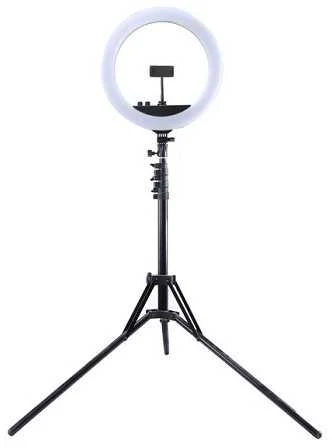 Puluz LED žiedinė lempa 34.5cm, su trikoju stovu iki 1.85m, veidrodžiu ir telefono laikikliu, USB