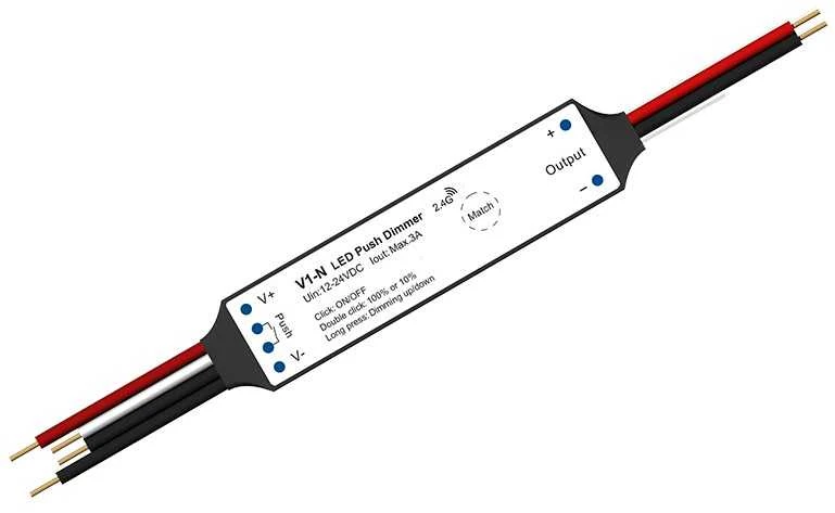 SKYDANCE V1-N nuolatinės įtampos valdiklis 12-24V, 1x 3A, Push-Dimm