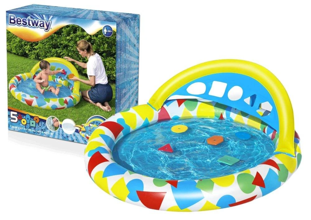 BESTWAY pripučiamas baseinas Splash & Learn, 1.20m x 1.17m x 46cm, 52378