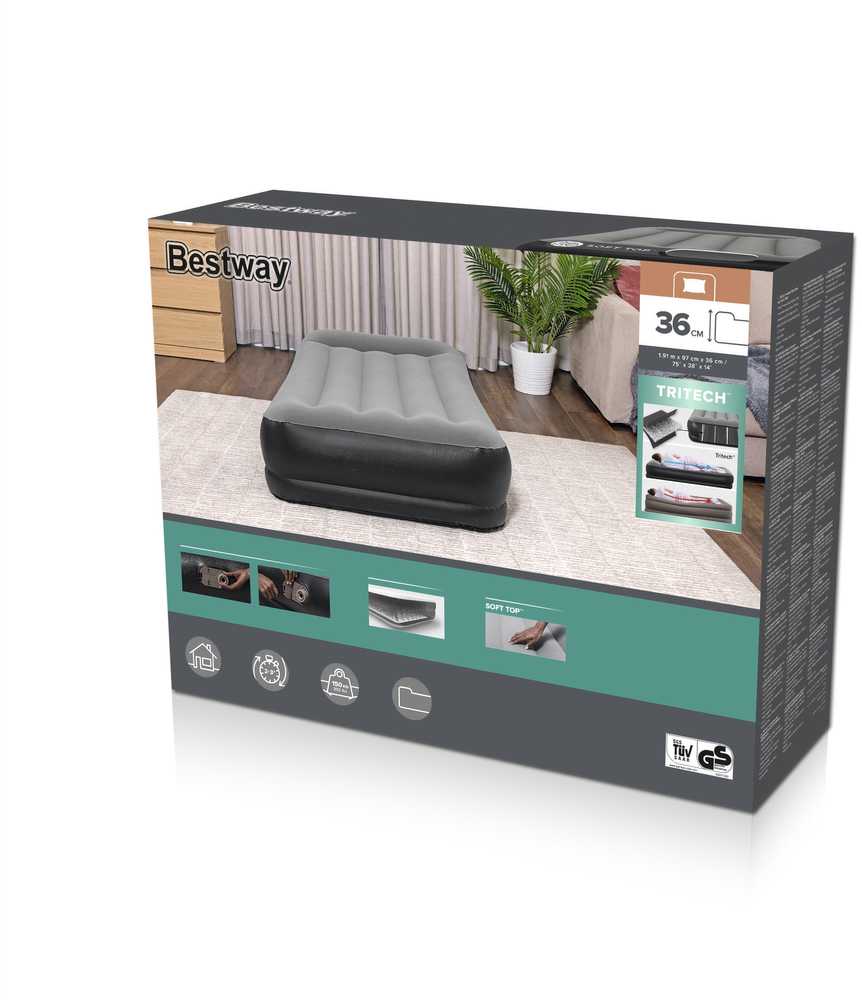 Pripučiamas čiužinys 191x97x36 cm su įmontuotu elektriniu siurbliu Bestway 67723